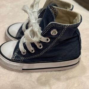 Converse Kids Navy and White High-Top Canvas Sneakers. Little Kid  Size 4